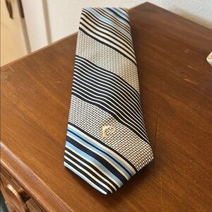 Pierre Cardin Striped Blue and Black Tie